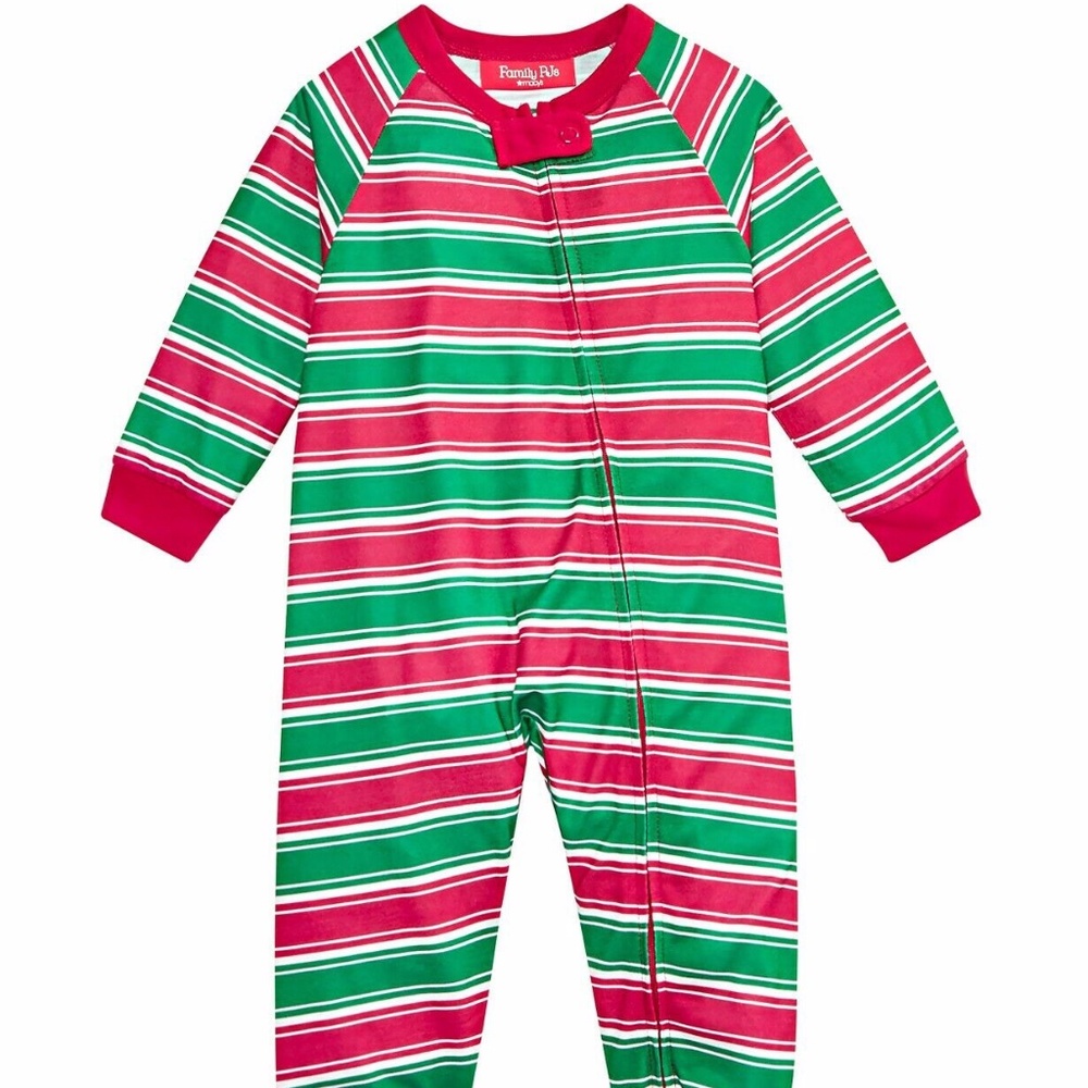 Infant Crushed It Stripe Candy Cane Christmas Holiday Winter Footed Pajamas